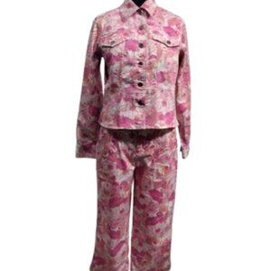 Liz Claiborne Pink Floral Capris Jumpsuit Set